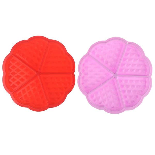 Silikonform Hjärta Våffla 2-pack Röd