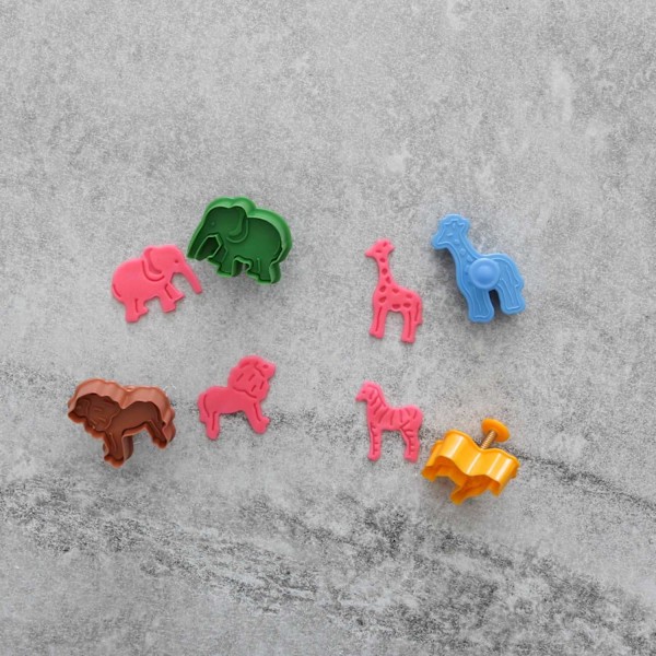 Vilda Djur Utstickare 4st | Plunger Giraff Lejon Elefant Zebra Gul