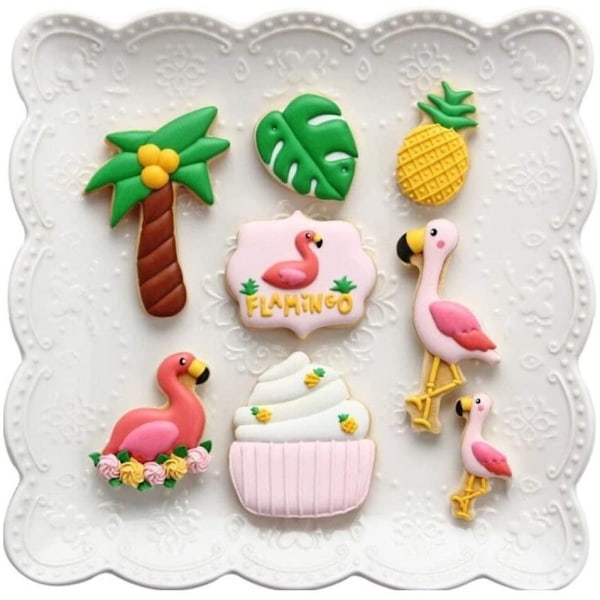Tropical Kakmått Utstickare Kaktus Flamingo Ananas Palm Rostfritt Stål Silver