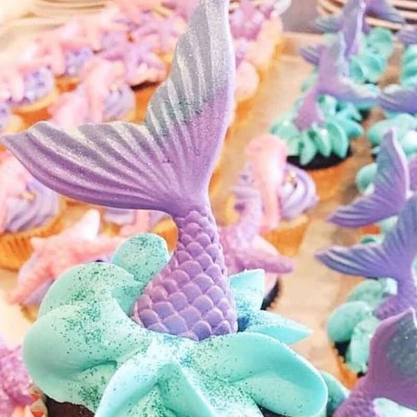 Mermaid Sjöjungfru Fena Silikonform Blå