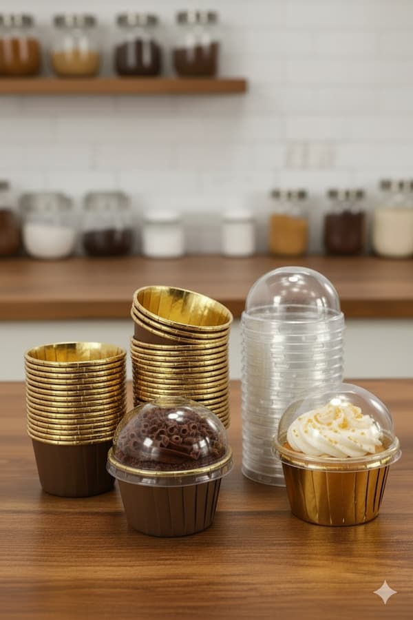 Muffinsform med Lock 30st Cupcakesform Aluminium  Kaffebrun & Guld