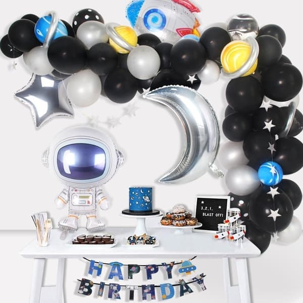 Ballongbåge Rymdtema / Space Theme Balloon Arch Svart