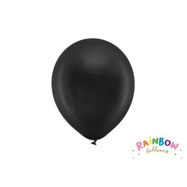 Svart Ballonger 23cm 10st metallic svart Rainbow Svart