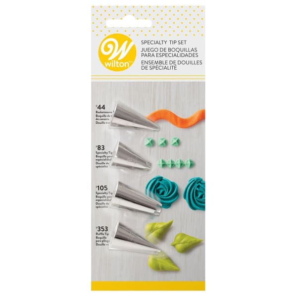Wilton Decorating Tip Set Specialty #44, #83, #105, #353 multifärg