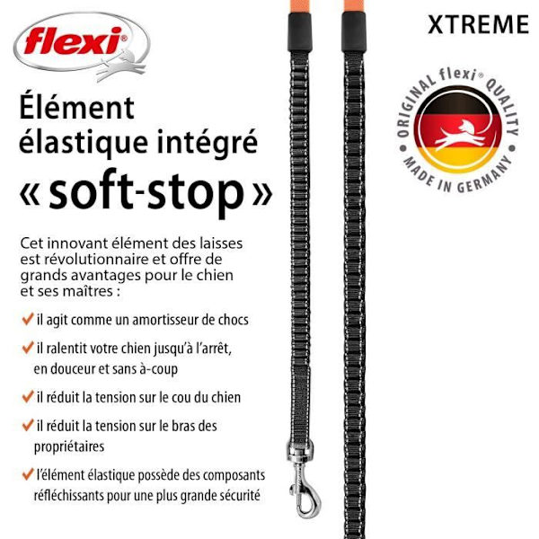 TRIXIE flexi XTREME hihnahihna - Koko L - 8m - Musta ja oranssi svart/orange
