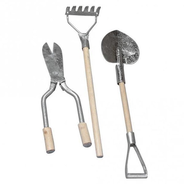 3 mini metalli-puu puutarhatyökalua 9-13 cm Grå