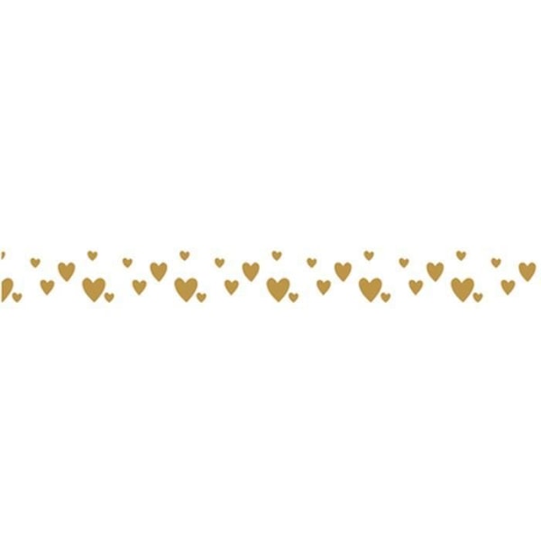 Washi Tape gyldne hjerter på hvid baggrund - 15 m x 1 cm gyllene