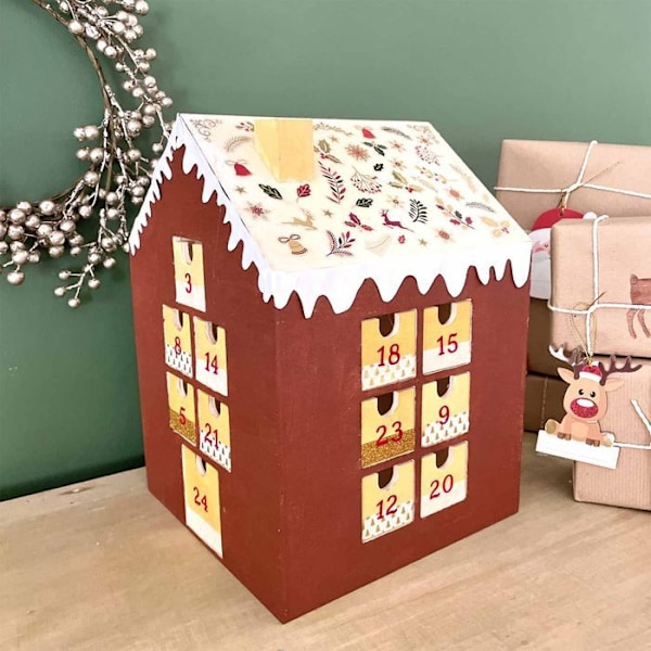 Julekalender hjem til dekoration 30 x 21,5 cm Beige