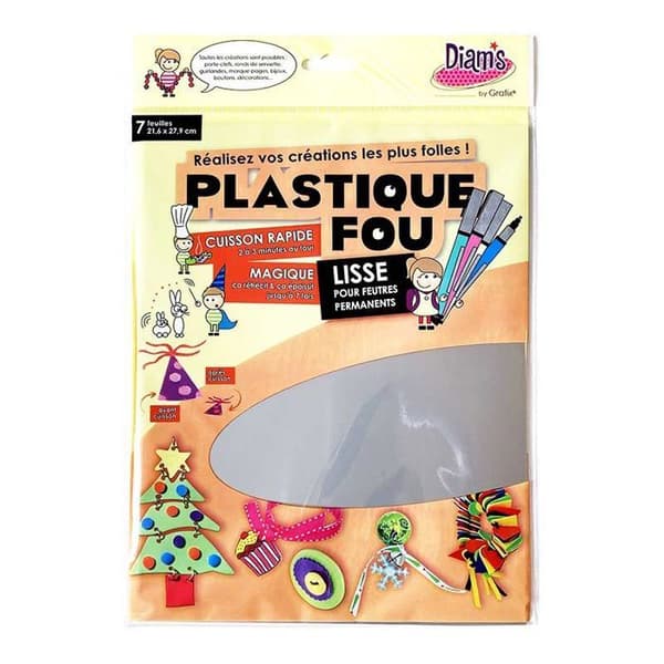 Plastikfou - DIAM'S - DI42256 - Silver - Set med 7 ark - Krymper efter bakning Silver