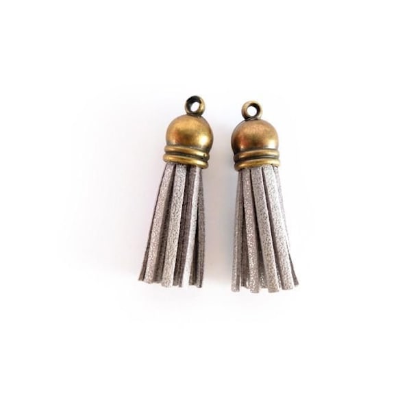 2 mini pomponer i suedine 4 m - sølv Silver