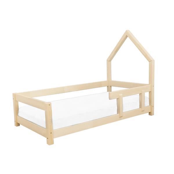 Barnsäng i stuga - GENERIQUE - POPPI - Massivt trä - 90x160 cm - Beige Beige