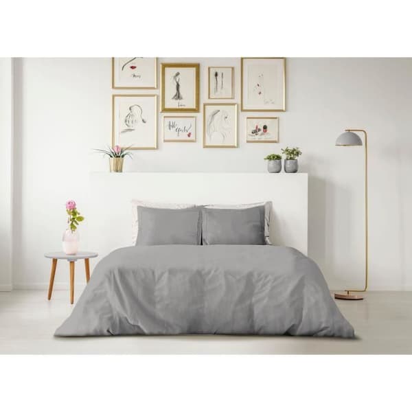 LOVELY HEM-PLATSET - 240x260 cm - 100% BOMULL - LJUSGRÅ Stålgrå