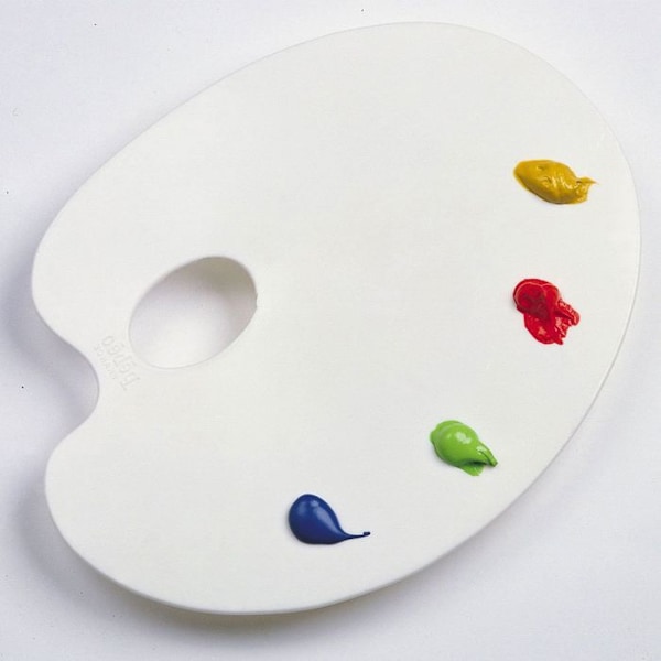 Oval palette - Pébéo - Plast - Nem at rengøre - Ideel til at blande farver - Vigtigt værktøj Vit
