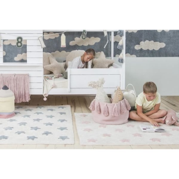 Maskintvättbar matta för barnrum Stars Lorena Canals Rose 120x160 - 120x160cm - Rosa