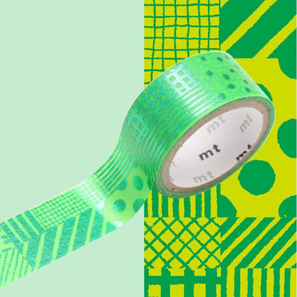 Masking Tape MT FAB metallisoitu script vihreä - script vihreä Grön metallic