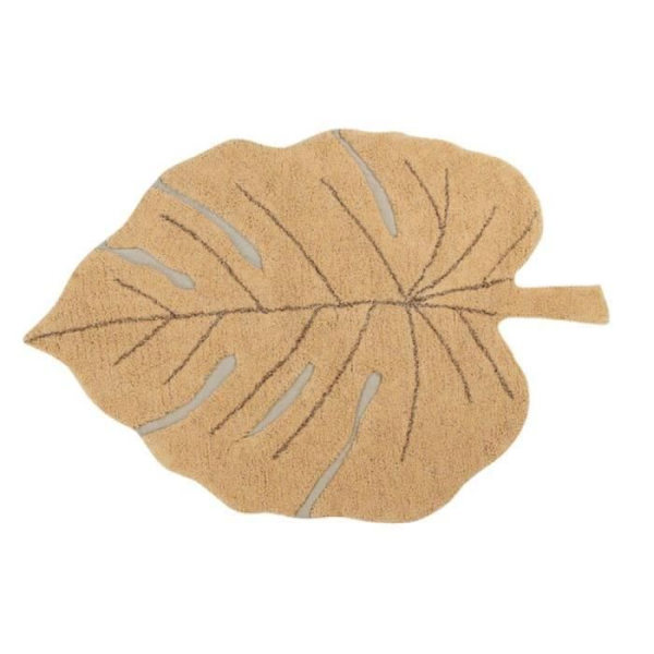 Tvättbar bomullsmatta Monstera honung - 120 x 180 cm - LORENA CANALS - Sovrum - Asymmetrisk - Natur Honung