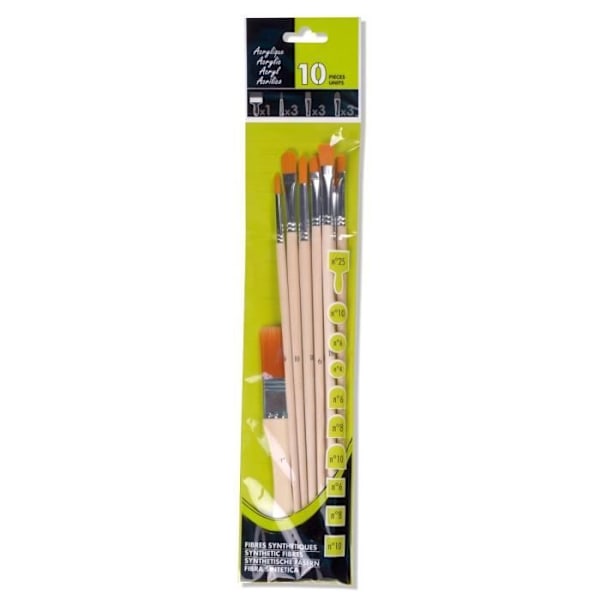 CAMPUS Set 10 akrylborstar inklusive 1 spalter Naturlig
