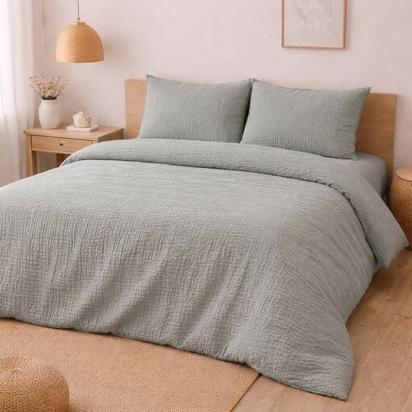 Sängkläder - REA PÅ TEXTIL - Alia - Bomullsgaze - 260x240cm - Grå Grå