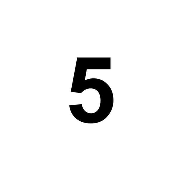 Nummer 5 i MDF træ til dekoration - 8 cm brun