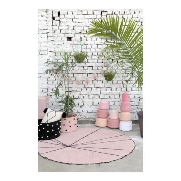 Lorena Canals beige och rosa rund geometrisk matta - Ø 160cm - Rosa