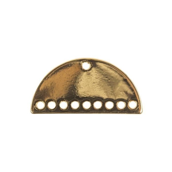 Multi-hullet metal vedhæng (9 huller), guld, 22x10mm, sct.-LS 2pces