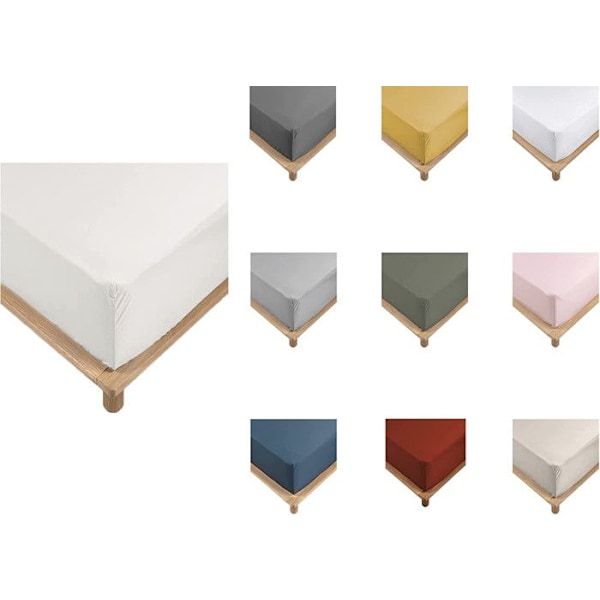 Drap Housse Percale - Bonnet 30 Cm - 160x200cm - Hvid Antracit