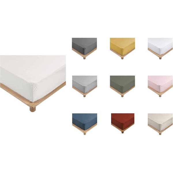 Draps Housse - PROMO LINGE - LIA - Percale av Bomull 78trådar - 200x160cm - Vit Vit