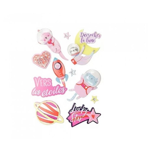 3D Galaxy Stickers - Mærke - Former af rumkatte og oddere Flerfärgad