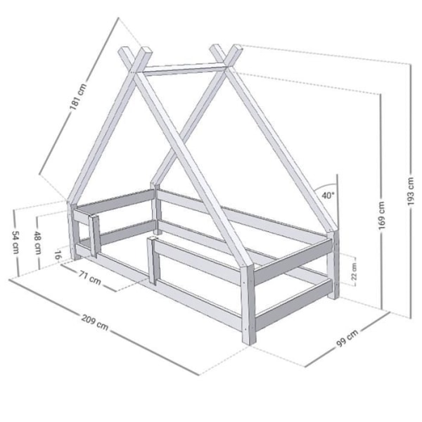 Lasten hyttisänky - GENERIC - TAHUKA - Massiivipuu - Punainen - 90 x 200 cm Röd