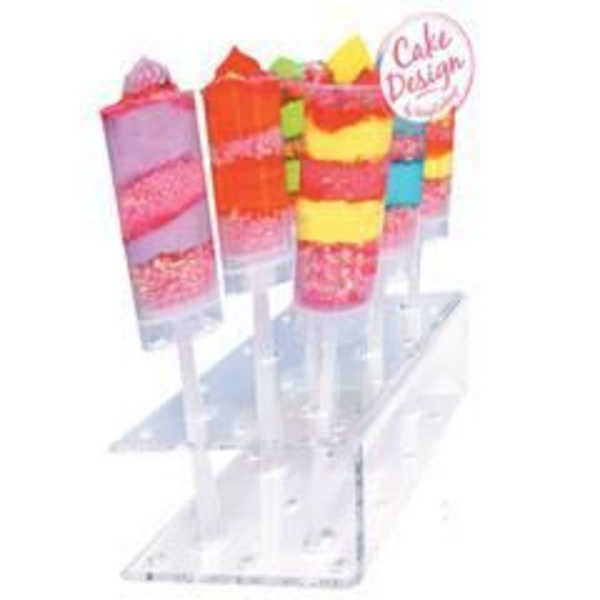 Sæt med 8 Mini Push Cakes - Ikke specificeret - Plexiglas display - Genanvendelig - 50 ml - 18 cm høj