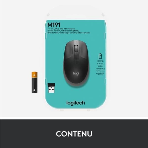Mus - Trådlös - Logitech - M190 - Grå