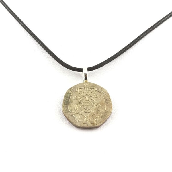 Collier - ABIJOUX - Mønt 20 pence - Sort lændebånd - Unisex - Voksen Svart