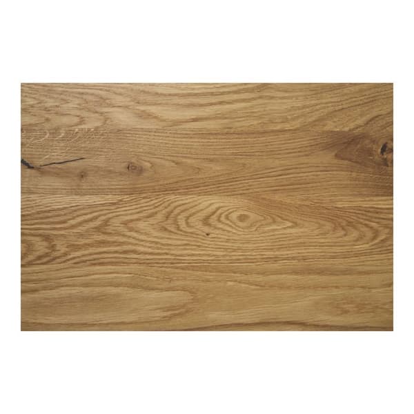 Café bord egetræ metalbase sort 70 x 70 x 75 cm brun