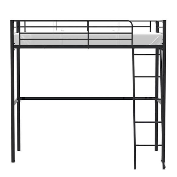 ELIOT børne mezzaninseng i sort metal 90x190cm med boxspring medfølger Svart
