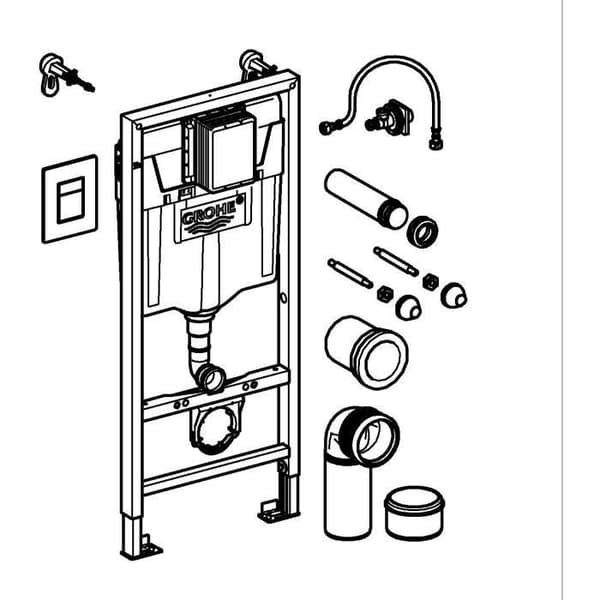 Solido pack 3 i 1 för WC - Installationshöjd 1,13m - GROHE - 38811KF0 Vit, krom