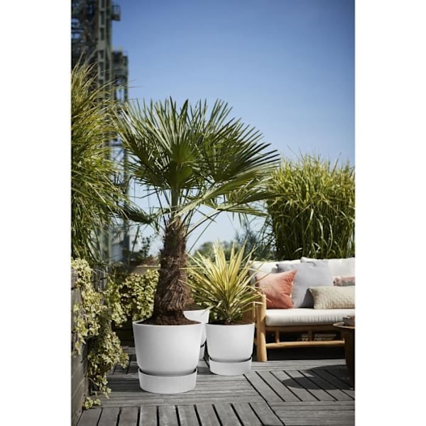 ELHO Greenville Rund blomkrukaØ 47 x H 44 cm - utomhus - 100 47 - Grå - % återvunnen Levande betong
