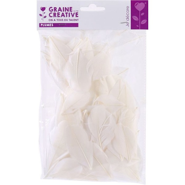 50 klippede fjer - Hvid 6 cm Vit