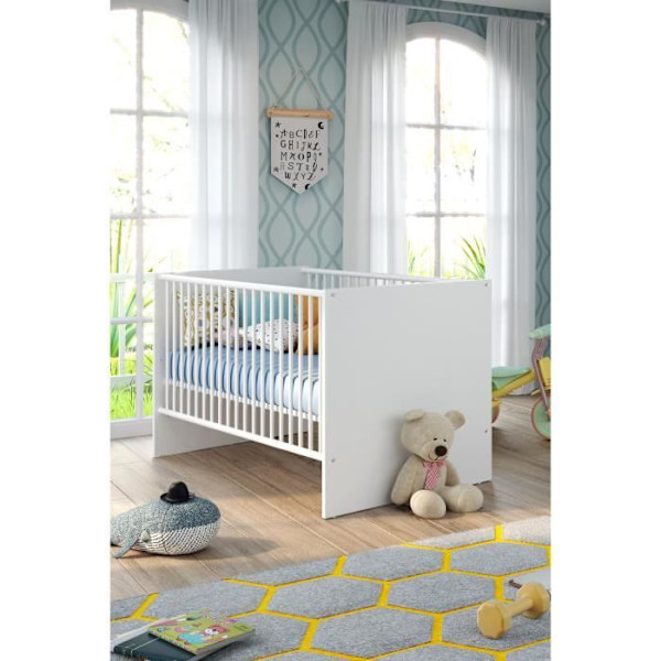 Duo-vauvahuone: Sänky 70 x 140 cm + NIKO-hoitorinta - Valkoinen - TREND TEAM