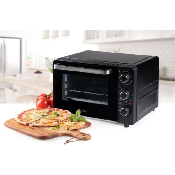 DOMO DO807GO mini elektrisk ugn - 20 L - svart - hög och låg värme - 120 min timer - 1300W Svart