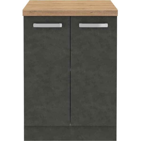 Underskab med 2 hængslede døre - Matgrå - L 60 x D 51,6 x H 85 cm - LASSEN Matt grå
