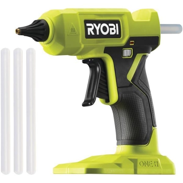 RYOBI - 18V ONE+ limpistol - varmes op på 3 min - varmeindikator - diam. pinde 12 mm - Med 3 lim - RGLU18-0 Grön / Träkol