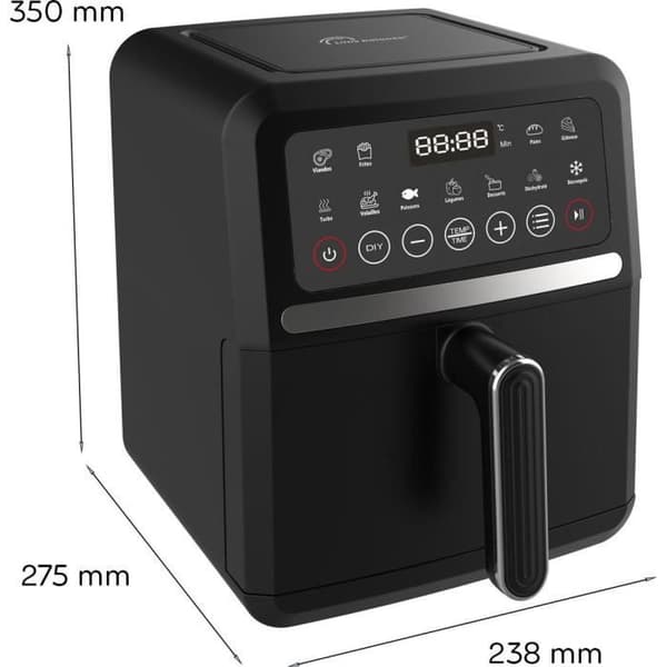 Friture uden olie LITTLE BALANCE - Crousty Light - Kapacitet 5L - Op til 0,9 kg pomfritter - 12 tilberedningsprogrammer - 1500W Sort