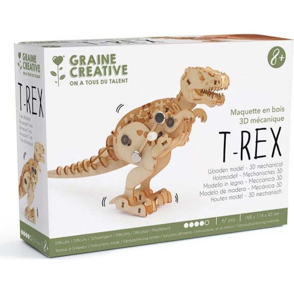 Mekanisk 3D modell T-Rex 17 cm Rosa