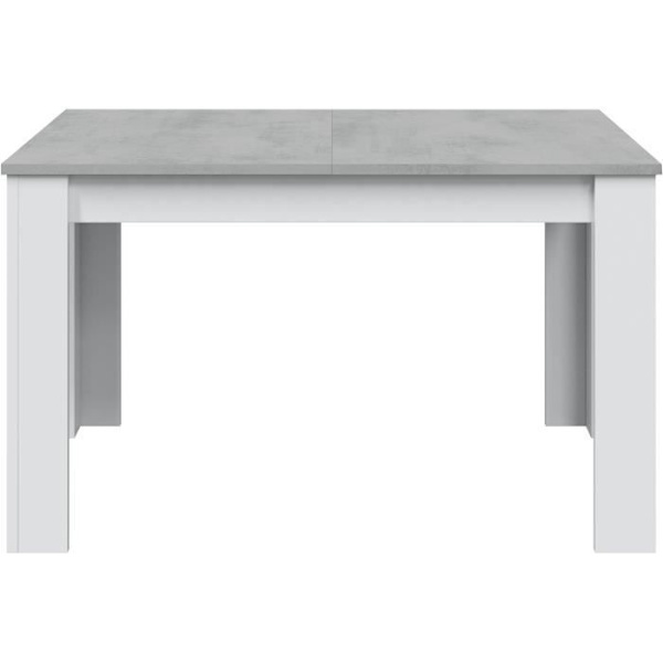 Utdragbart matbord - KENDRA - Rektangulärt - Artik vit och cement - 4 till 6 personer - L140/190 x D90 x H78 cm CEMENT OCH VIT ARTIK