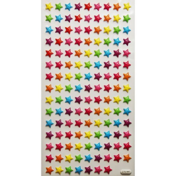 133 Stickers - 3D-relief - flerfärgade stjärnor - Glitter Flerfärgad