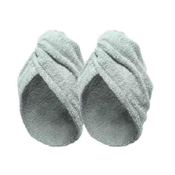 Hårhandduk - Vit - Set om 2 - Ultra absorberande - 100% bomull - 25x73 cm Vit, Grön/Grå, Brun