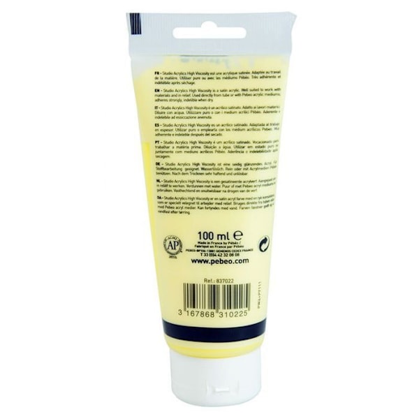 Akrylfärg - Pébéo - Studio - Citrongul - 100 ml - Satin Gul citron