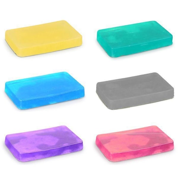 Box med 6 st formtvålar 100 g Lila, gul, rosa, grön, blå, grå