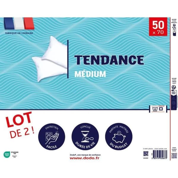 DODO Sæt med 2 puder Trend 50x70 cm - 100% Polyester Vit