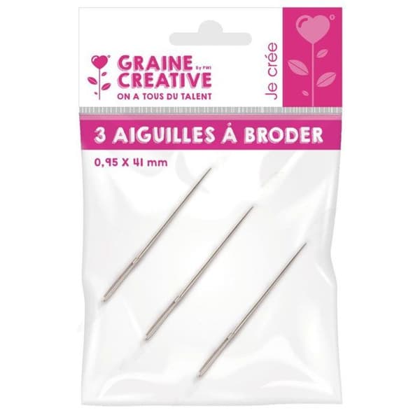 Graine Créative - Broderinålar 3 stycken 0,95x41mm Grå